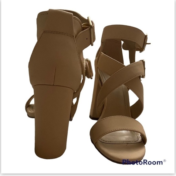 DREAM PAIRS Women's Nude Nubuck Ankle Strap Open Toe High Block Heel - Picture 5 of 8